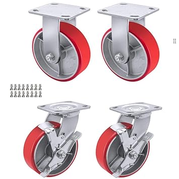Heavy Duty Casters - Industrial Casters Polyurethane Caster with Strong Load-Bearing Capacity 3200-5000 LB,Used in Furniture,WorkBrench,Tool Box, Equipment (5