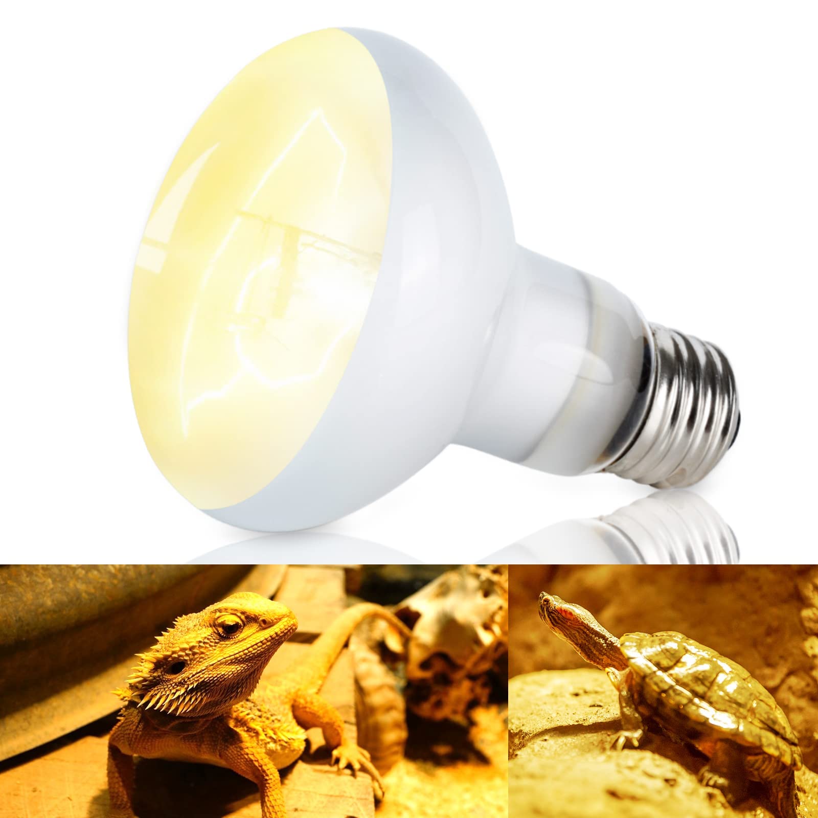 KASTWAVE Heat Lamp, Basking Bulb for Bearded Dragon, UVA Reptile Heat Lamp Bulbs for Pet/Amphibian, Basking Spot Heat Lamps for Turtle Tank Bearded Dragon, White Daylight Bulb for Lizard/Hedgehogs