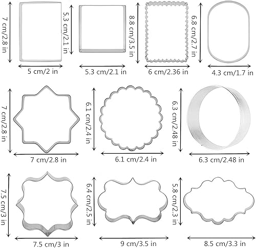 Miniatura 2 de Fancy Plaque - Juego de 10 cortadores de galletas de acero inoxidable, marcos de boda con forma de fondant, moldes para hornear bricolaje