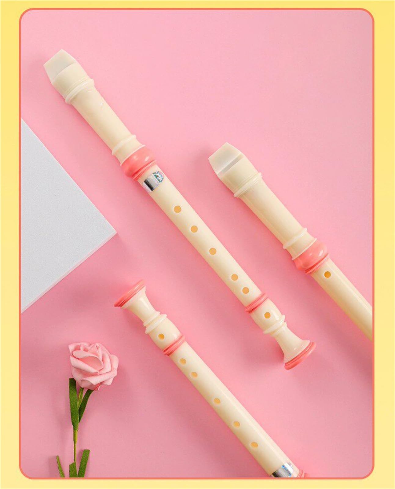 Flauta Dulce Profesional Flauta Dulce Soprano De 6 Agujeros Estilo Alemán: Ideal Para Principiantes Y(Pink)