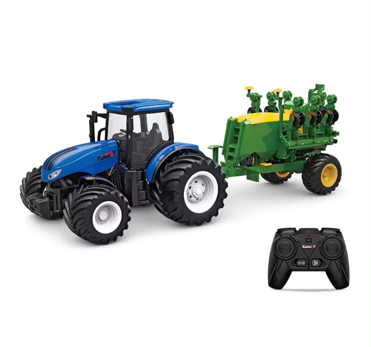 efaso RC traktor z siewnikiem, zdalnie sterowany dźwięk i światło, 1.24 RTR traktor dla dzieci