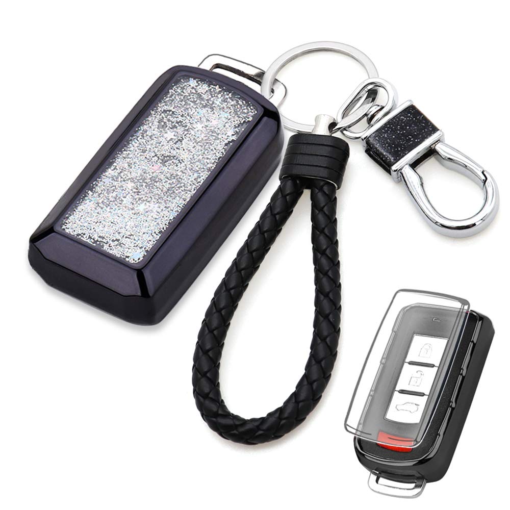 SenautoQuicksand Key Fob Cover Case Keychain for Mitsubishi Lancer/Lancer Evolution/Outlander/ASX/Eclipse Cross/Pajero Sport
