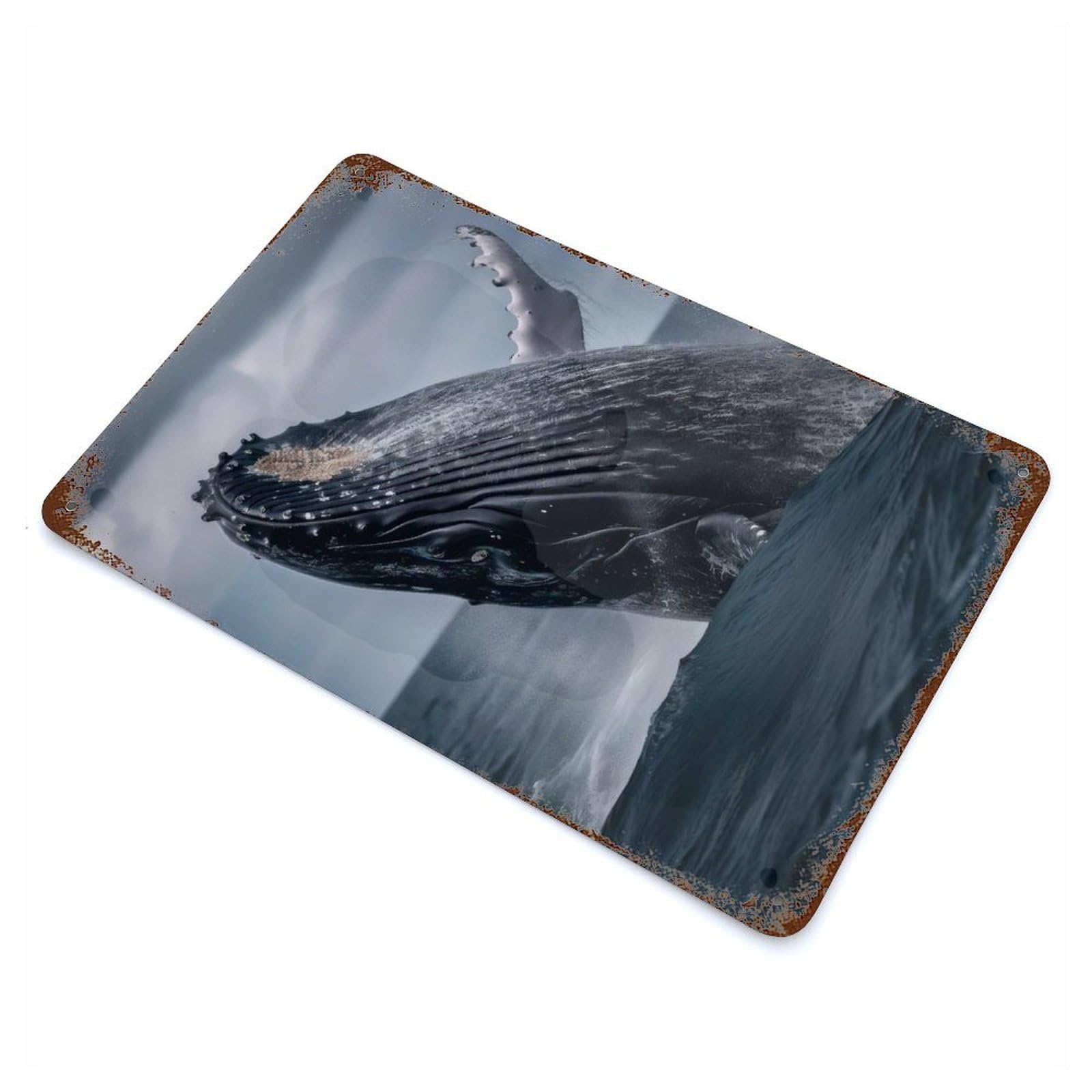 Garage Style Beautiful Whale Distressed Metal Wall Sign 11.8"x7.9", Novelty Wall Decor for Bar And Workshop