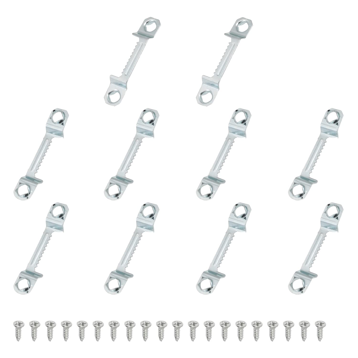 MroMax 50PCS Sawtooth Picture Hangers Iron Picture Hangers 1.69" x 0.31" Double Hole Picture Frames Hangers for Hanging Clock Paintings Artwork Picture Frame Hook Photos Silver