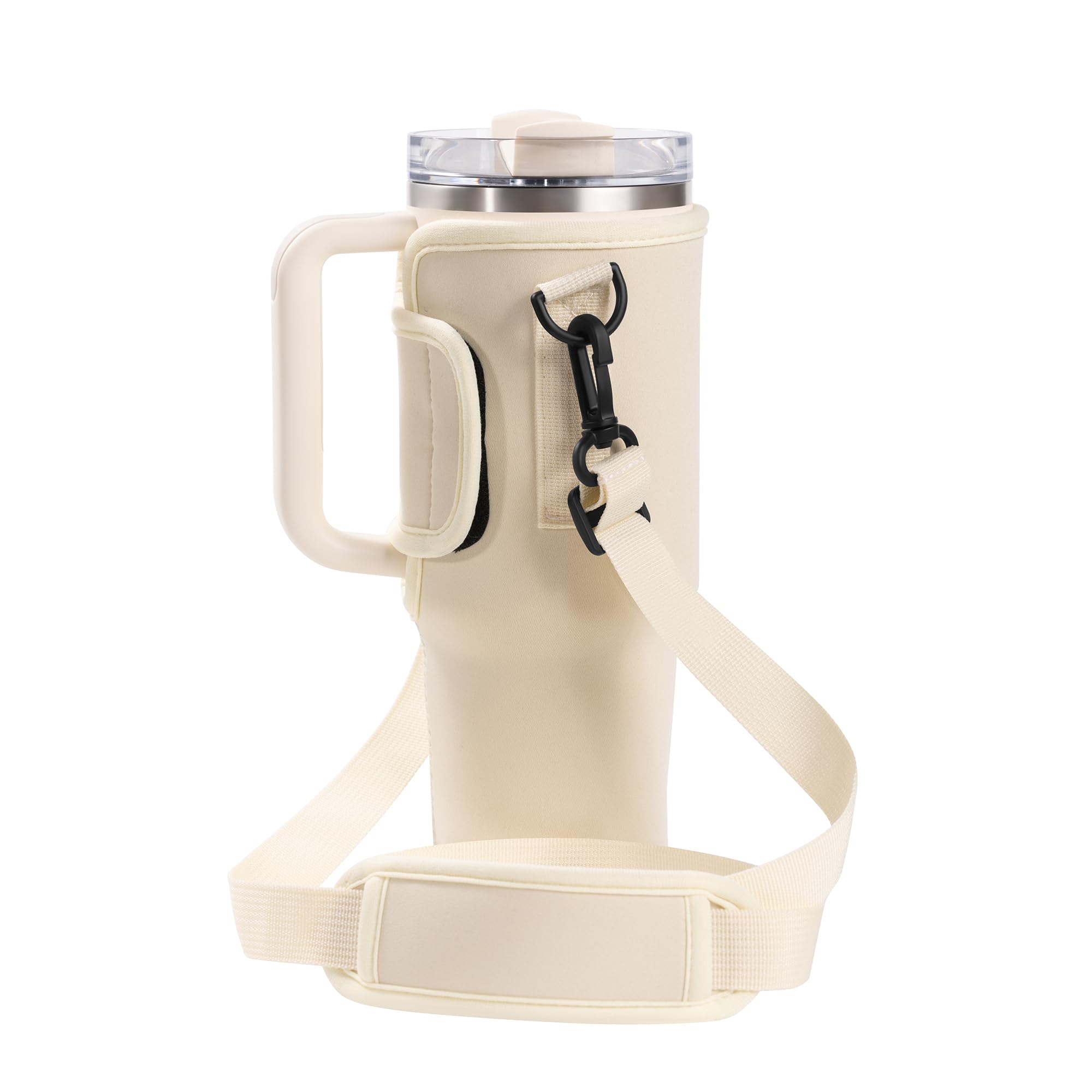 Stanley Water Bottle Carrier Bag - Neoprene Holder for Simple Modern Stanley 40 oz Tumbler with Adjustable Strap, Perfect for Hiking, Traveling, and Camping Beige