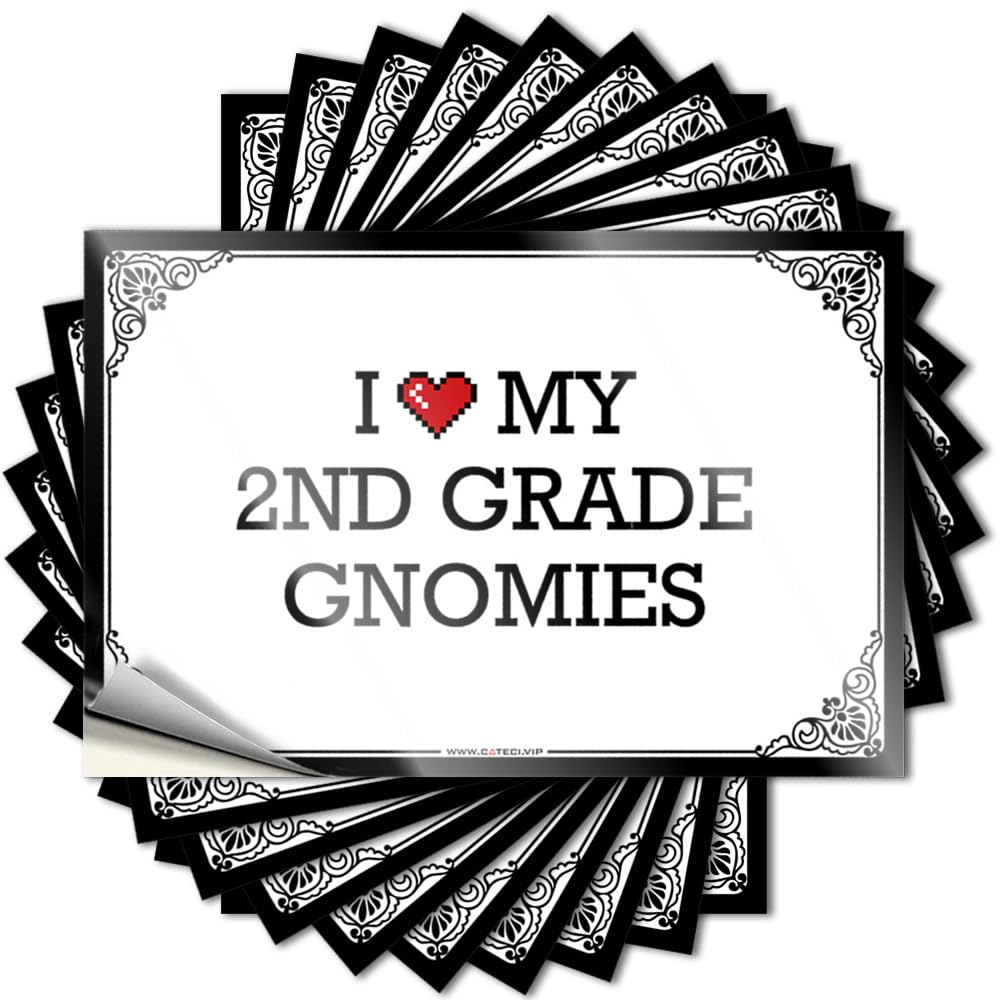 I Love My 2nd Grade Gnomies Aesthetic Tattoo | Bar Room Decor Waterproof Vinyl Tumbler Earth Removable Decal Peel Stick(6X9CM)