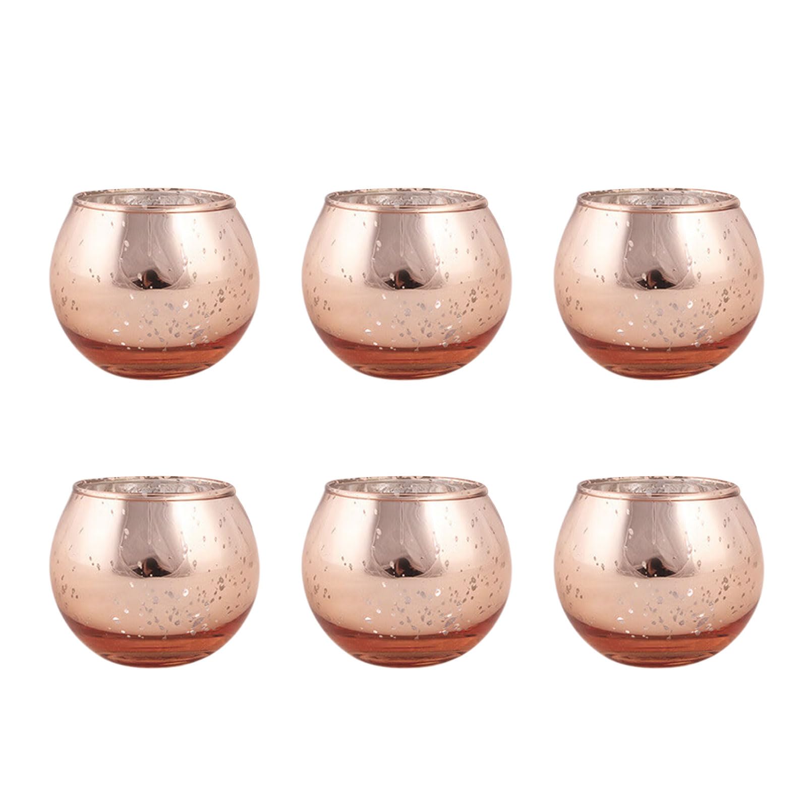 FGDTREE 6Pcs Glass Tealight Votive Holders Christmas Table Centerpieces Decoration for Indoor/Outdoor Holiday Decors Glass Tealight Holders