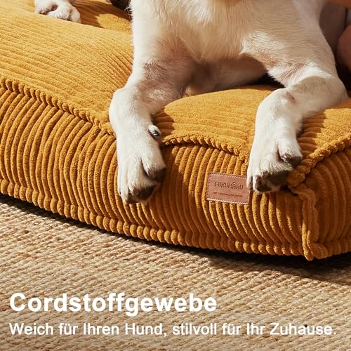 FUKUMARU Orthopädisches Hundebett - 91x64x14 cm, waschbares Hundekissen mit wasserdichter Gewebeschicht, kuschelige Hundematte, Hundematratze, Anti-Rutsch Hundecouch, grau.