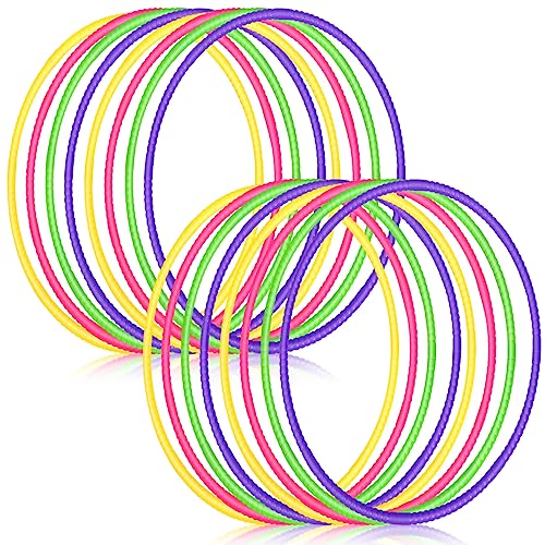 Sratte 8 Pcs Color Hoop Detachable Adjustable Exercise Ring Plastic Hoop for Gymnastics Dog Agility Equipment Party Decor, 4 Colors(28 Inch,Classic Colors)