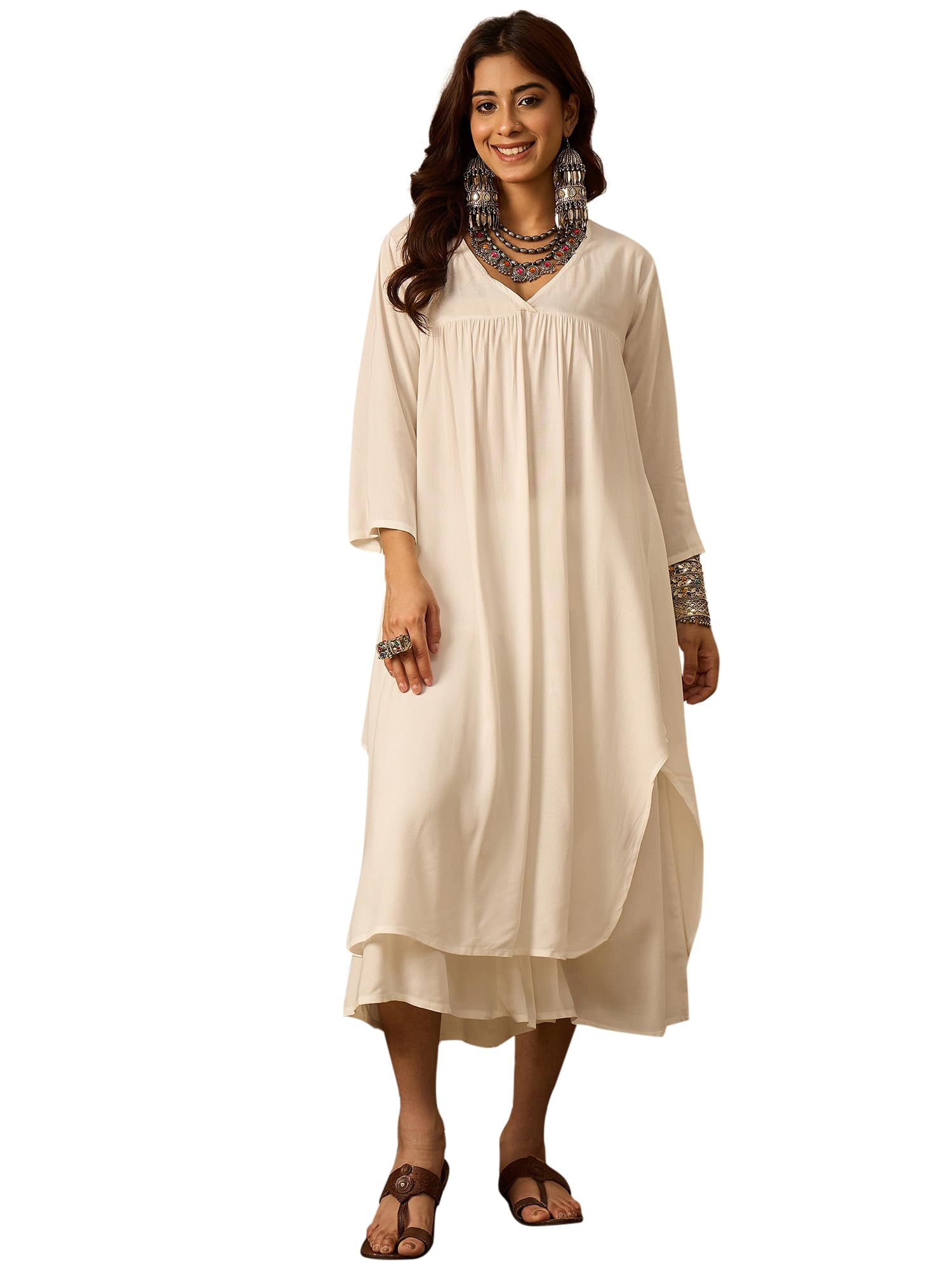 inweave WHITE V NECK FLARED PALAZZO SET-picture-25
