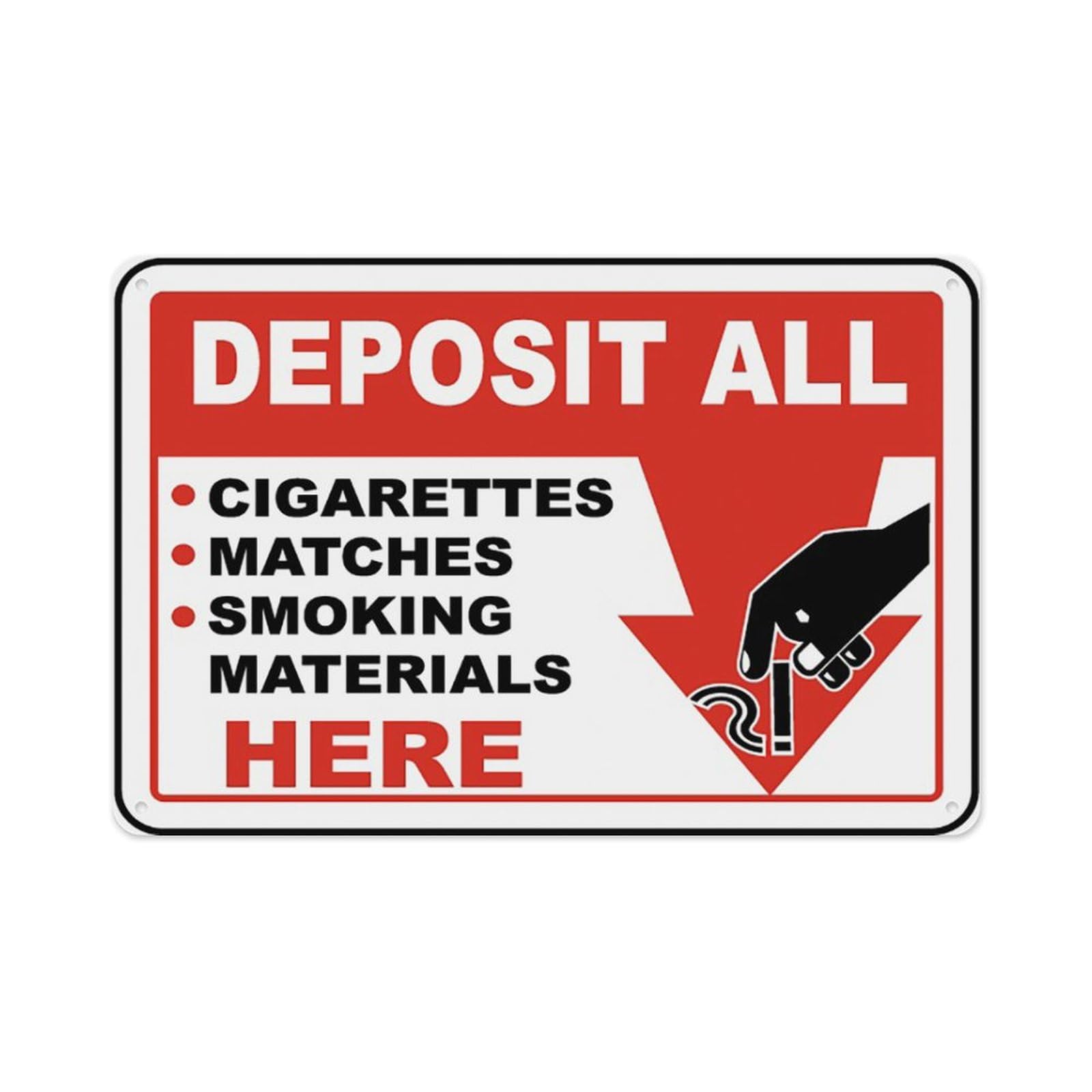 peiyeety Deposit Smoking Materials Here Sign Aluminum Tin Warning Signs For Home Outdoor Garden 8X12 Inches