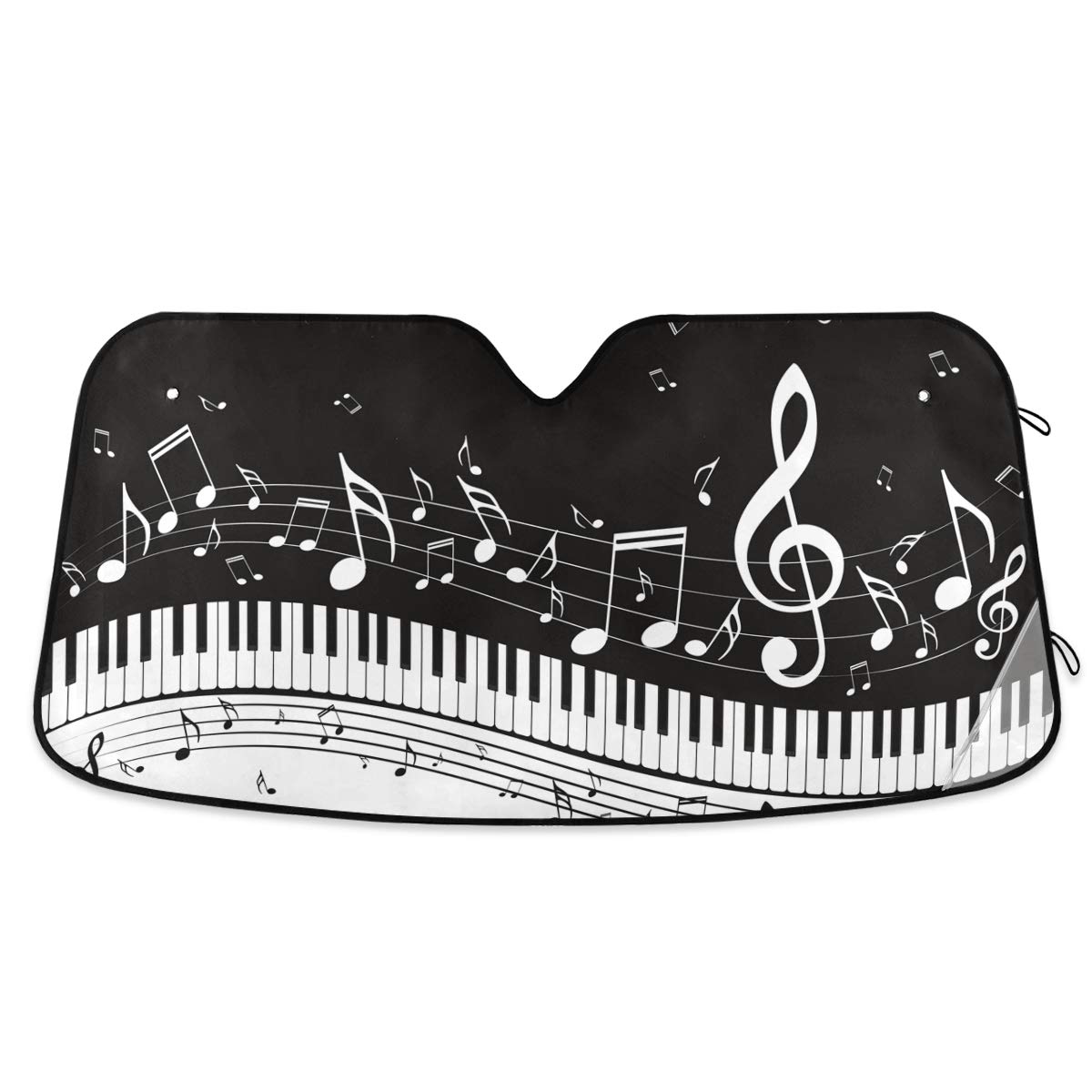 Piano Keys Music Note Car Windshield Sunshade Foldable Reflective Sun Shade Blocks UV Rays