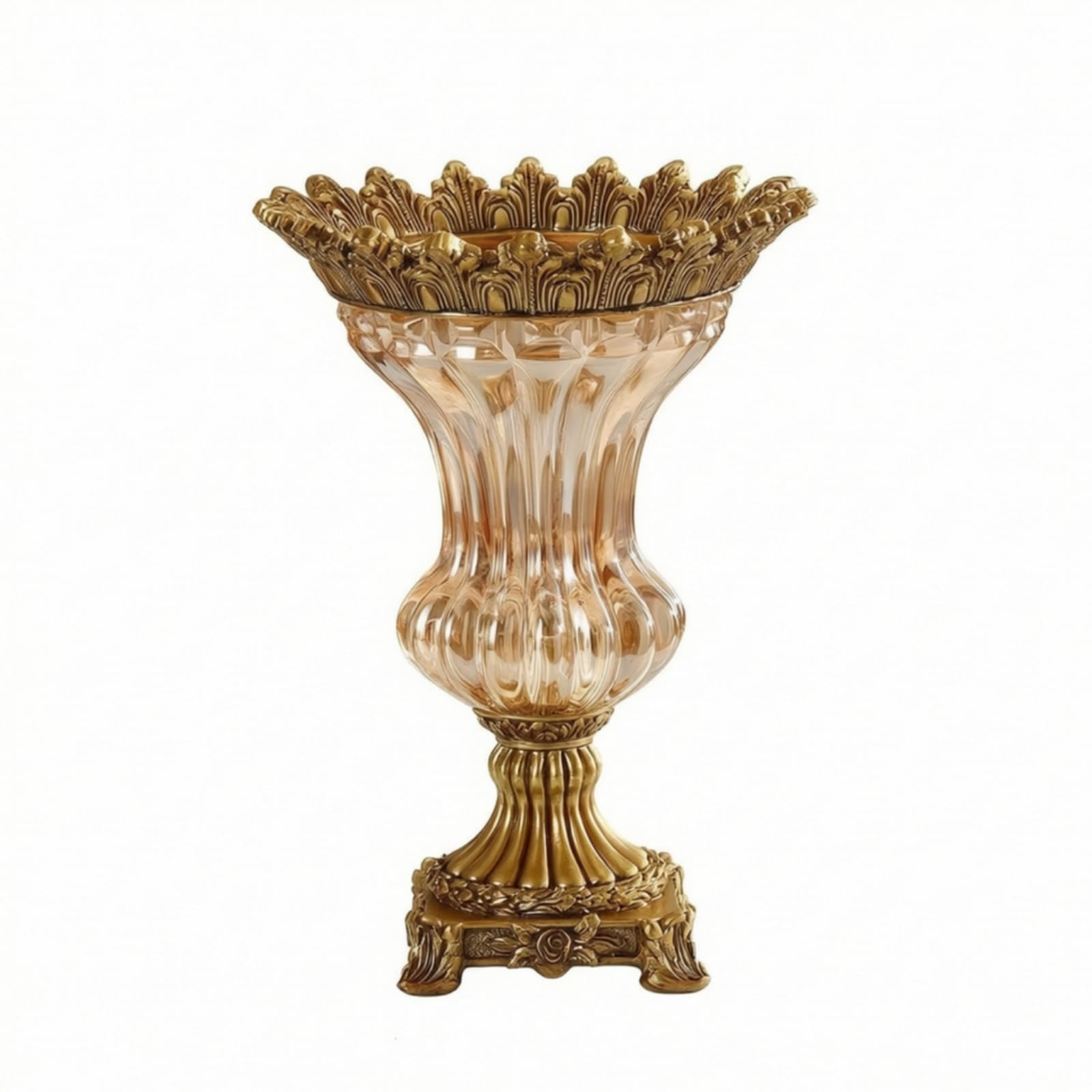Vaso in Vetro con Base in Resina Elegante Vaso di Vetro con Base Decorativo Oggetto D'arredo per Interior Designer, Fioristi, Ingresso, Ufficio, style to 2