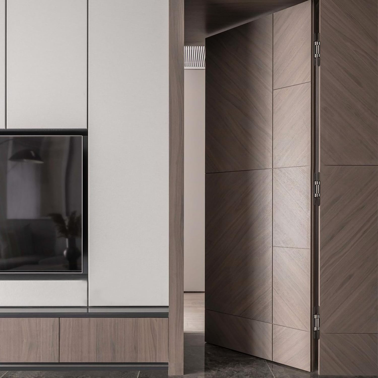Paquete de 3 bisagras hidráulicas invisibles 3D ajustables resistentes para puerta oculta, oscilación de 180°, bisagra de amortiguación de cierre automático de puerta, montaje de mortaja,
