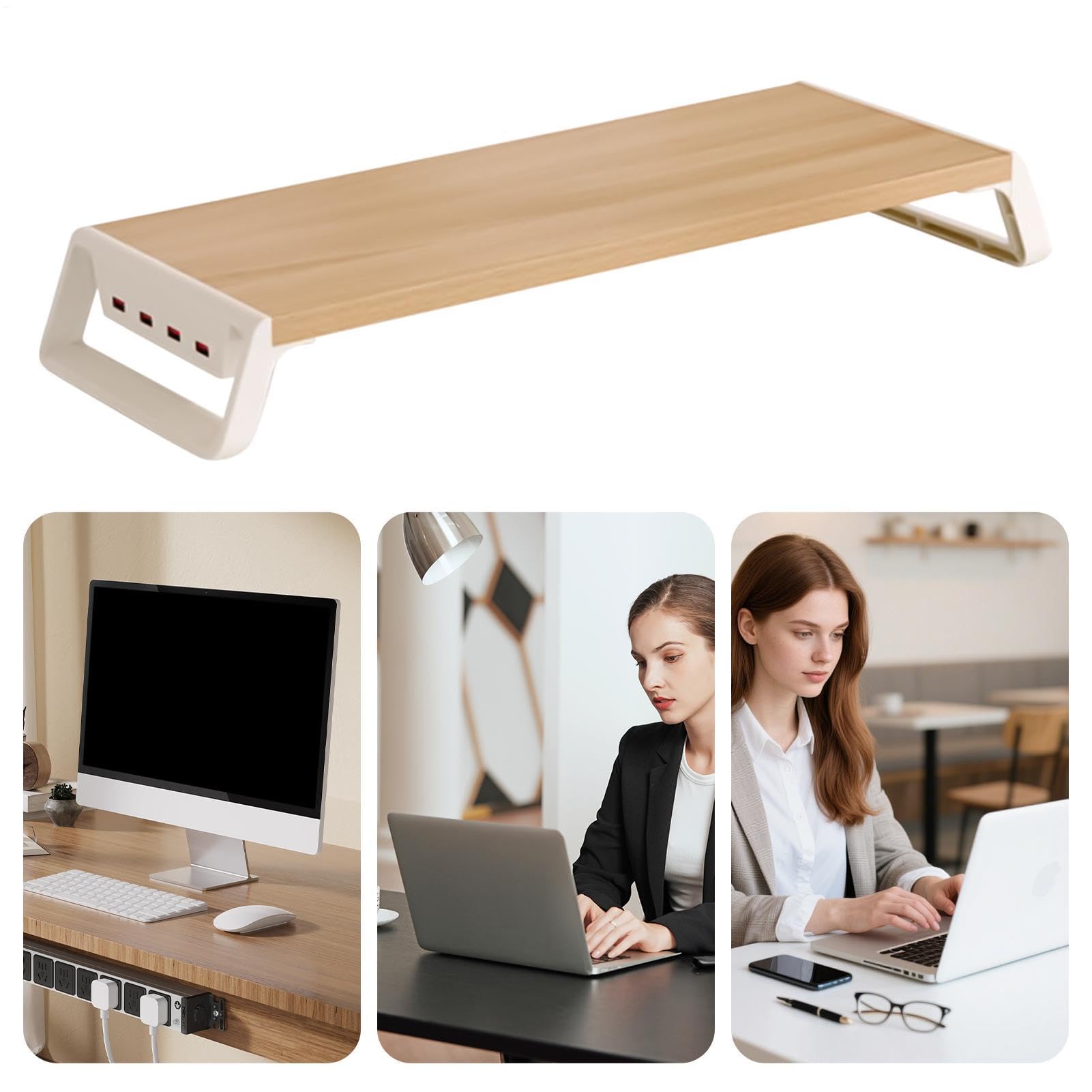 Supporto Rialzato per Monitor Scaffale Organizer da Scrivania da Ufficio | Ripiano in Legno per Supporto Monitor Ufficio, Scuola, Appartamento, Dormitorio Universitario, Studio, Internet Cafè