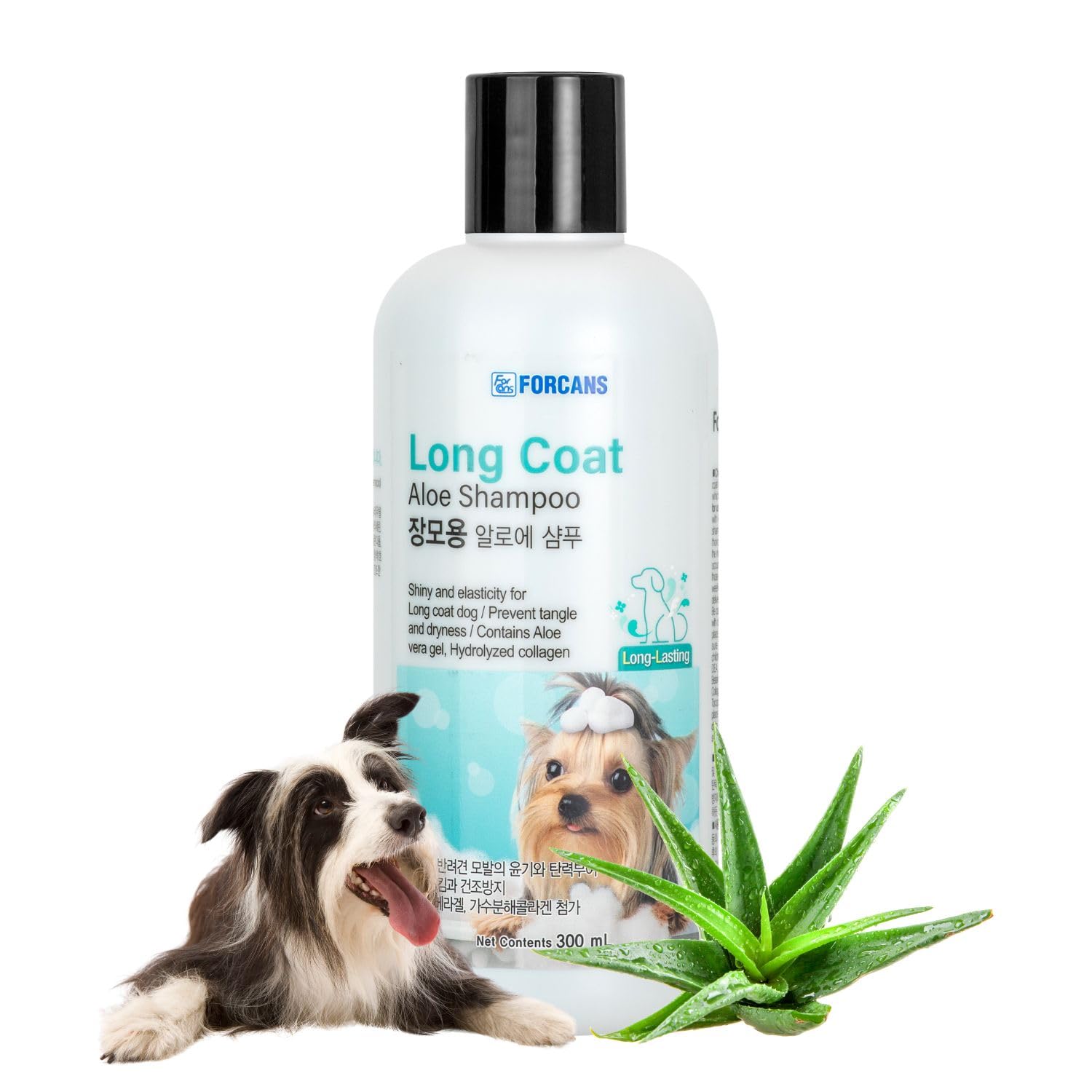 Forcans Aloe Dog Shampoo for Long Coats | Moisturizing & Soothing Grooming Shampoo | Hydrating Formula for Soft, Silky & Manageable Fur | 300 ml Bottle