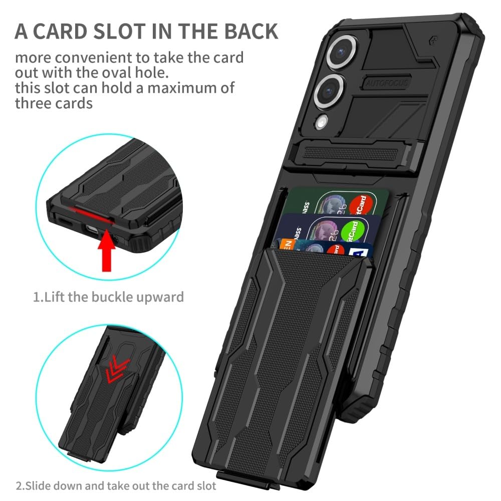 Generic Funda compatible con Samsung Galaxy S23 FE 5G (color negro: negro), a prueba de golpes, ranura para tarjetas, cubierta de silicona rígida