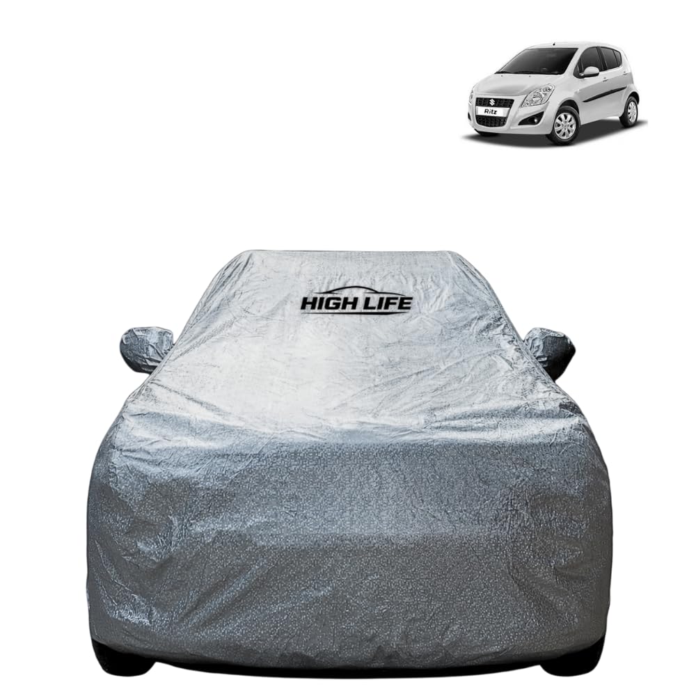 Water Proof Car Body Cover Compatible for Maruti Suzuki Ritz | Dust Proof, Heat Resistant | Triple Stitched Fully Elastic Ultra Surface Body Protection - (Metallic Silver, 1 Unit)-image-26