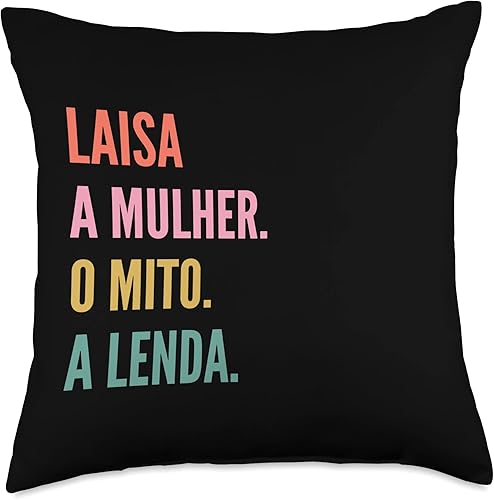 Miniatura 4 de Designs De Nomes Engraçados Para Mulher Funny Portuguese First Name Design-Laisa Throw Pillow 16x16 Multicolor