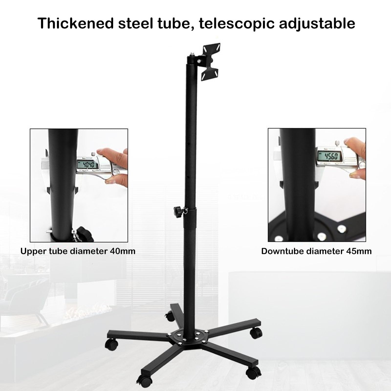 Supporto da Pavimento Universale Girevole A 360° per TV - Supporto TV con Ruote E Regolazione Dell'Angolazione, Carrello Mobile per TV per Schermi da 14 A 27 Pollici