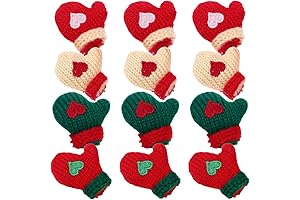 EXCEART Mini Christmas Knit Gloves - Festive Wine Bottle Topper Santa Wine Glass Hat Set