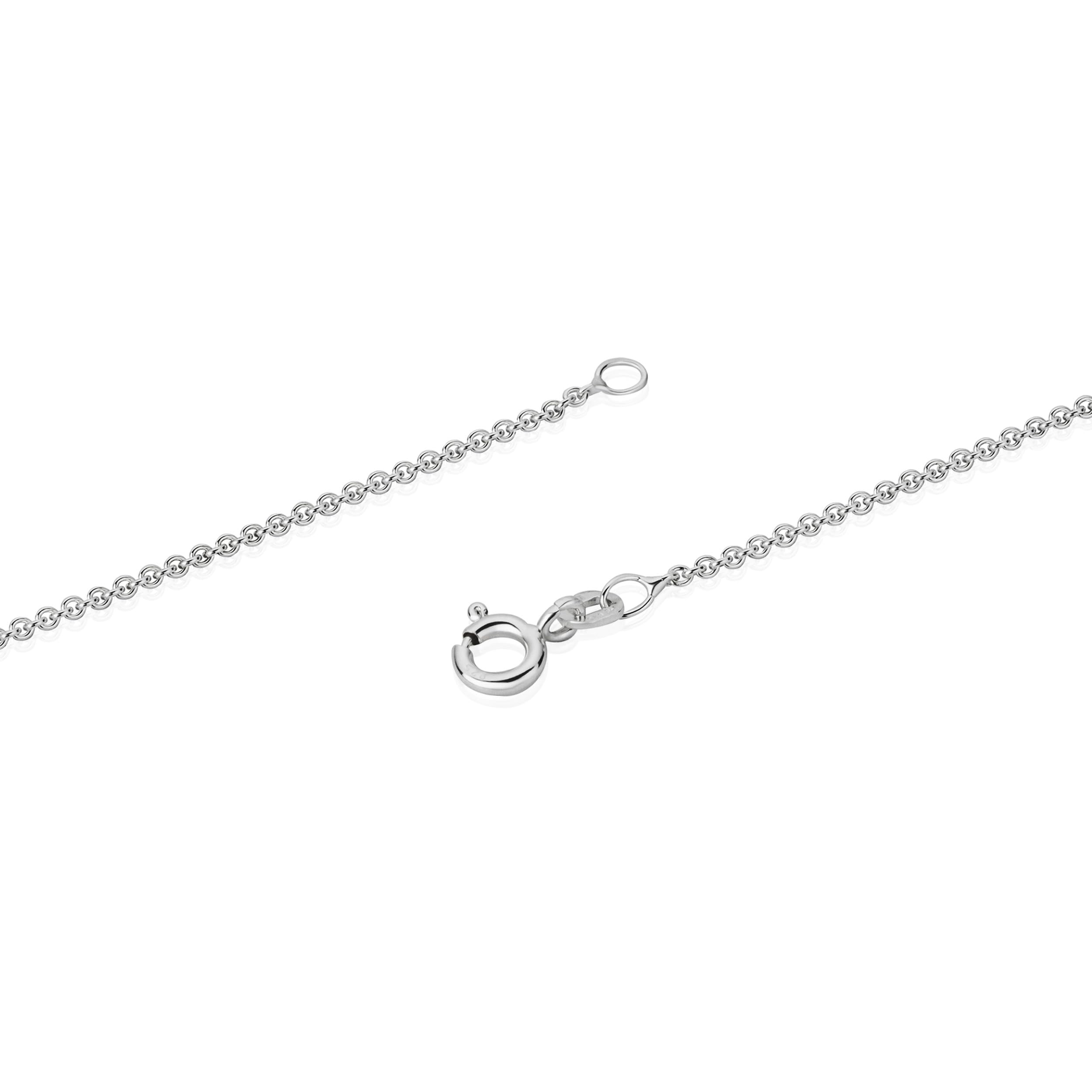 NKlaus Collana in vero argento 925 – Collana a maglia rotonda in argento Sterling massiccio – da donna e ragazza – in argento Sterling – collana con ancora – 1,1 mm di larghezza