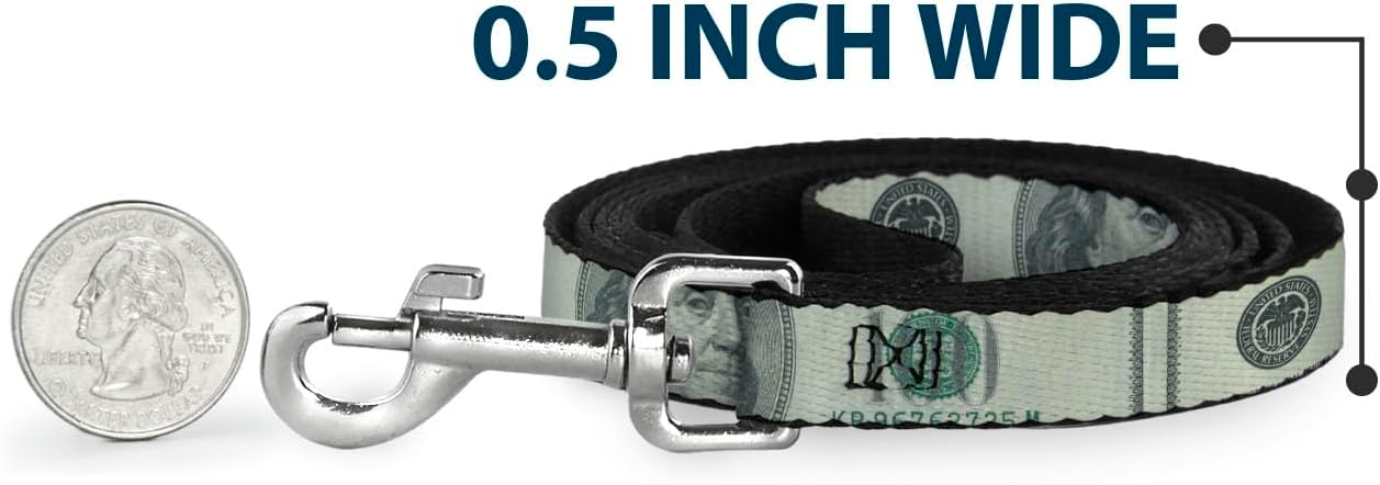 Dog Leash 100 Dollar Bill Close Up 6 Feet Long 1.0 Inch Wide