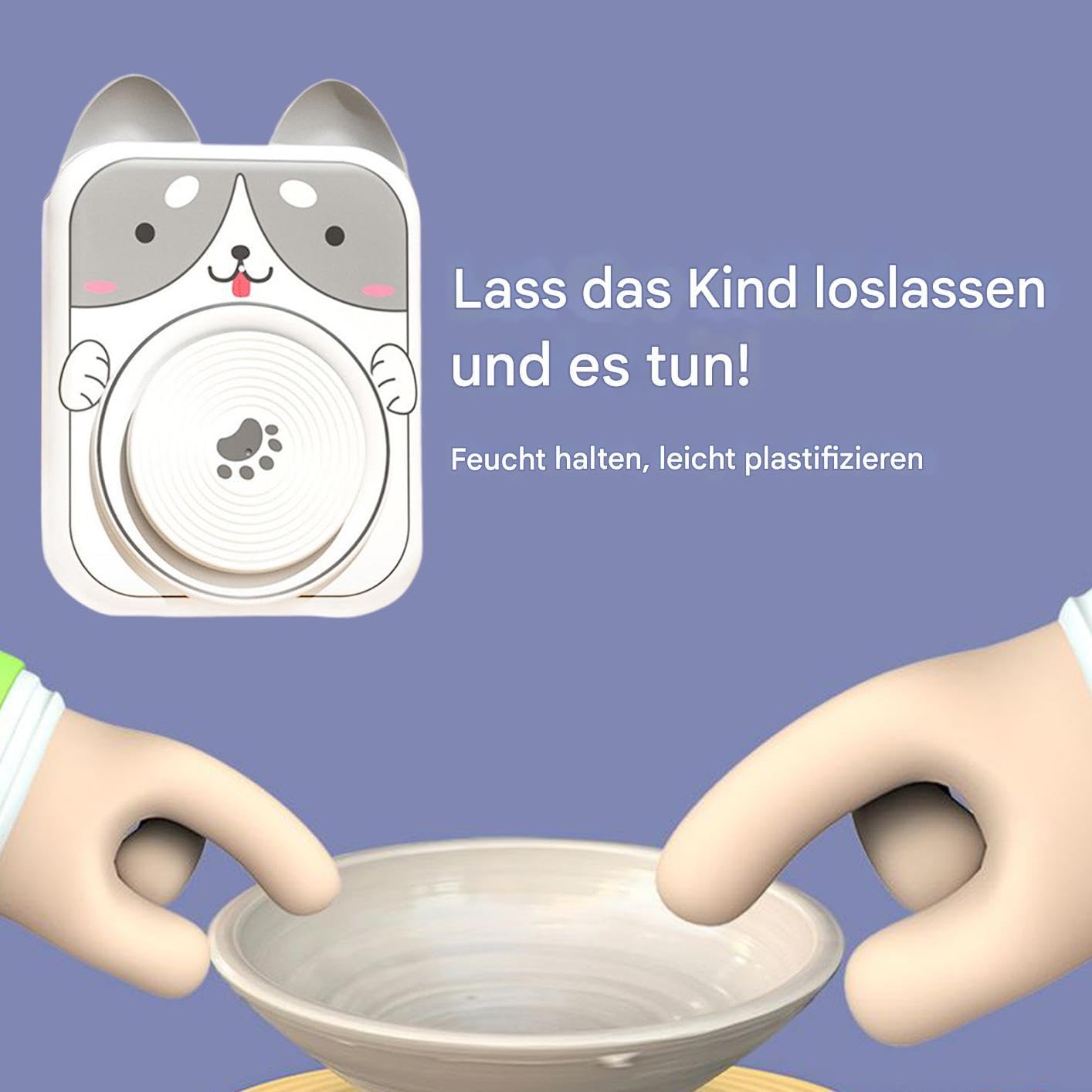 Kleine Töpferscheibe USB 5V DC Töpferscheibe Für Kinder Mit Tieren Motiven | Einsteigerfreundliches Werkzeug Zum Formen Gestalten Schnitzen Modellieren Von Ton