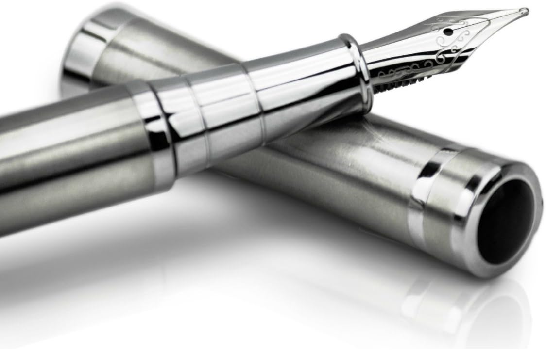 Fountain Pen/Calligraphy Pen/Writing Pen Gift Set - Medium Metal Nib With Ink Converter And Stylish Pen Case - The Leading Designer Of Supreme Luxury Writing Tools For Men Or Women