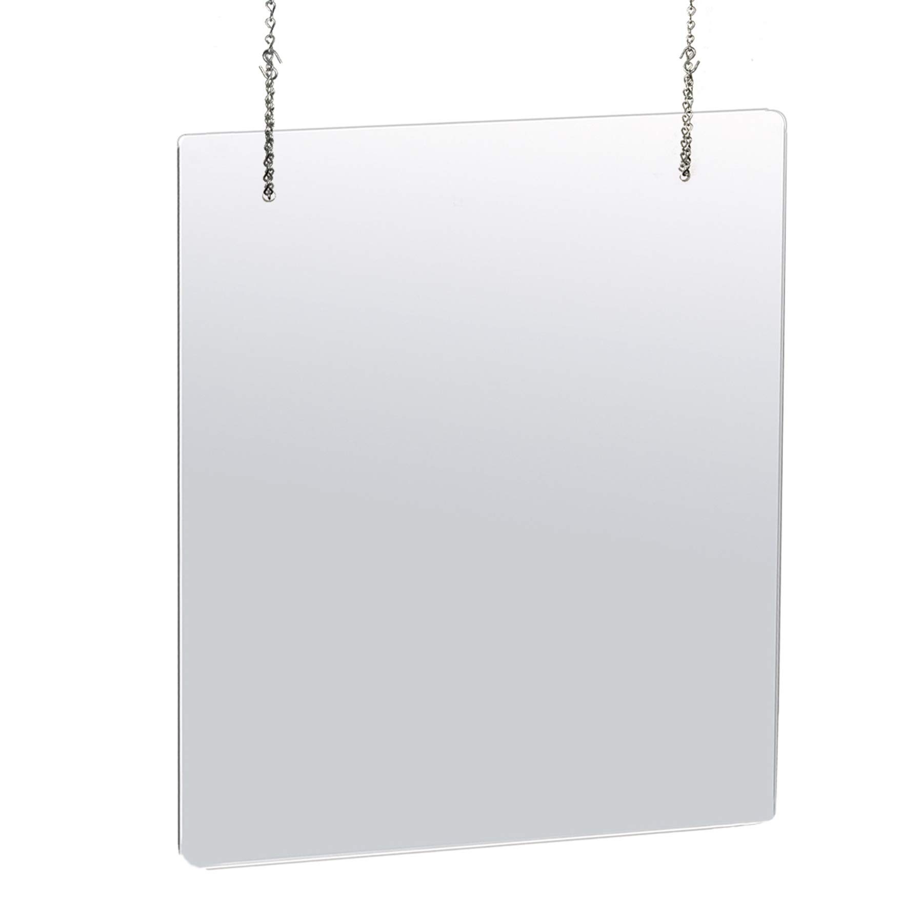 Azar Displays 179966-100 30 in. X 40 in. Clear Hanging Adjustable Cashier Shield, Plexiglass, Sneeze Guard, Acrylic Protective Barrier -Vertical/Horizontal, 2-Pack