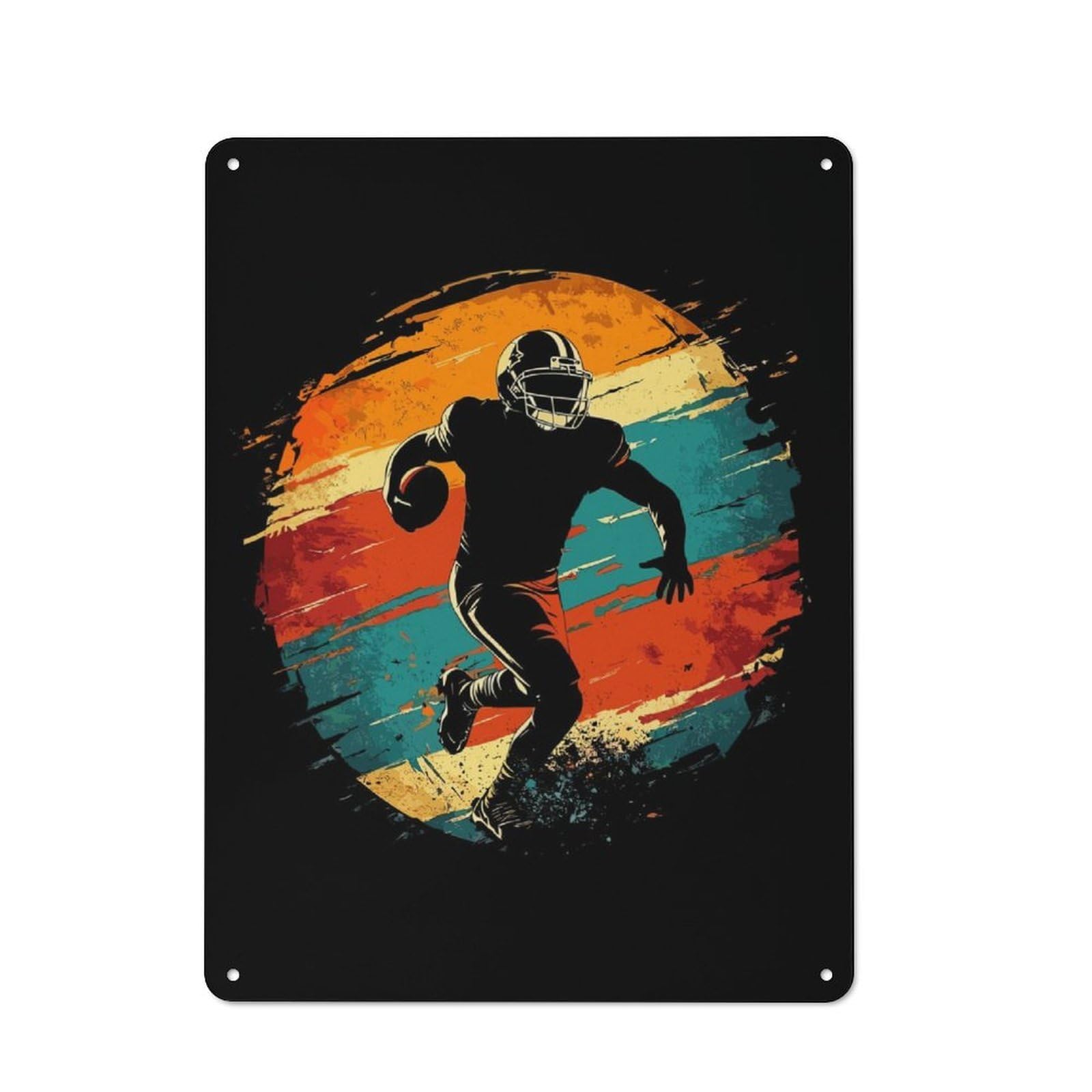 Junmoney American Football Player Silhouette Rustic Tin Sign 40X30cm Featuring For Bar Or Restaurant, A Housewarming Gift For Bar Decor Enthusiasts