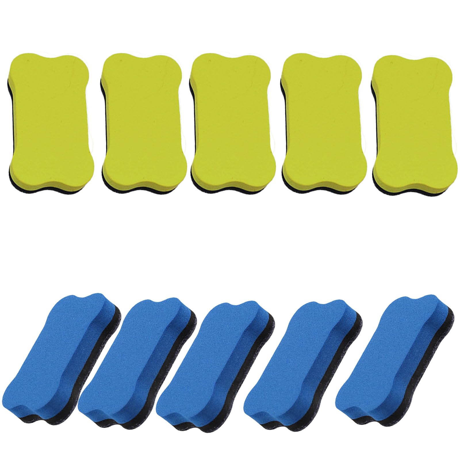 Borrador Pizarra Blanca, 10 Unidades (Amarillo, Azul), Borrador Magnético Pizarra Blanca de gomay Fieltro, Ligero y con Fuerte, para Borrar Rotuladores de Pizarra