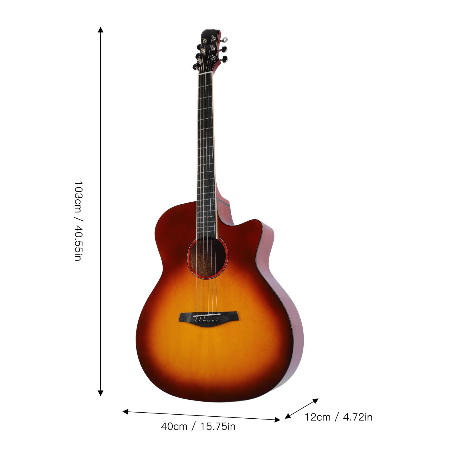 Chitarra Acustica, Lunga Durata Chitarra Folk in Palissandro Indiano Confezione Iniziale per Principianti Forte Potere Penetrante Facile da Suonare Bella Trama per gli Amanti della Musica