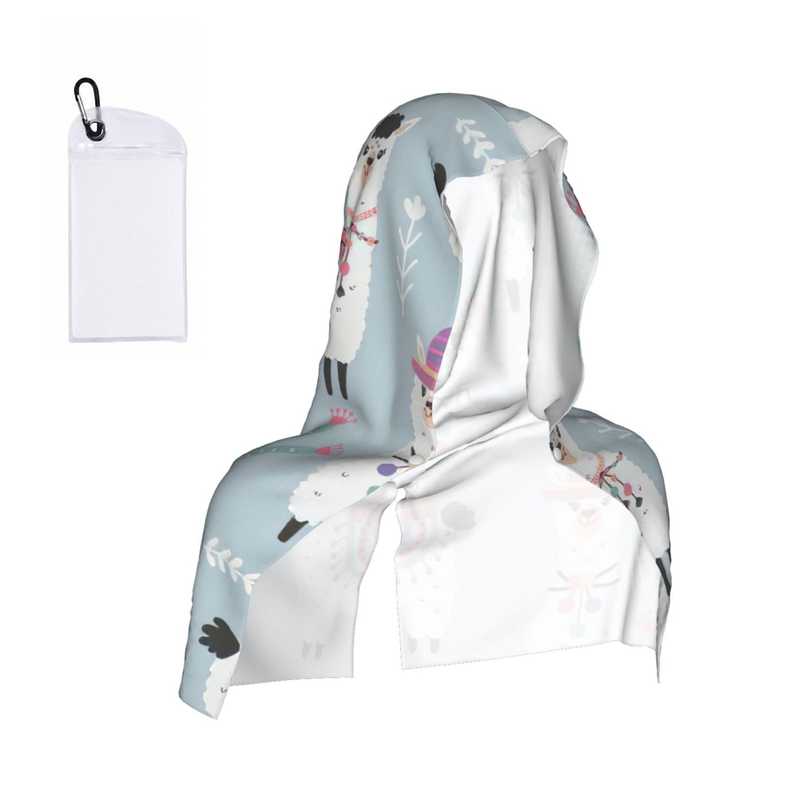 YQxwJL Cute Alpaca Print Unsex Cooling Hoodie Towel, Cools Instantly When Wet Sun Protection For Sports Fitness Gym