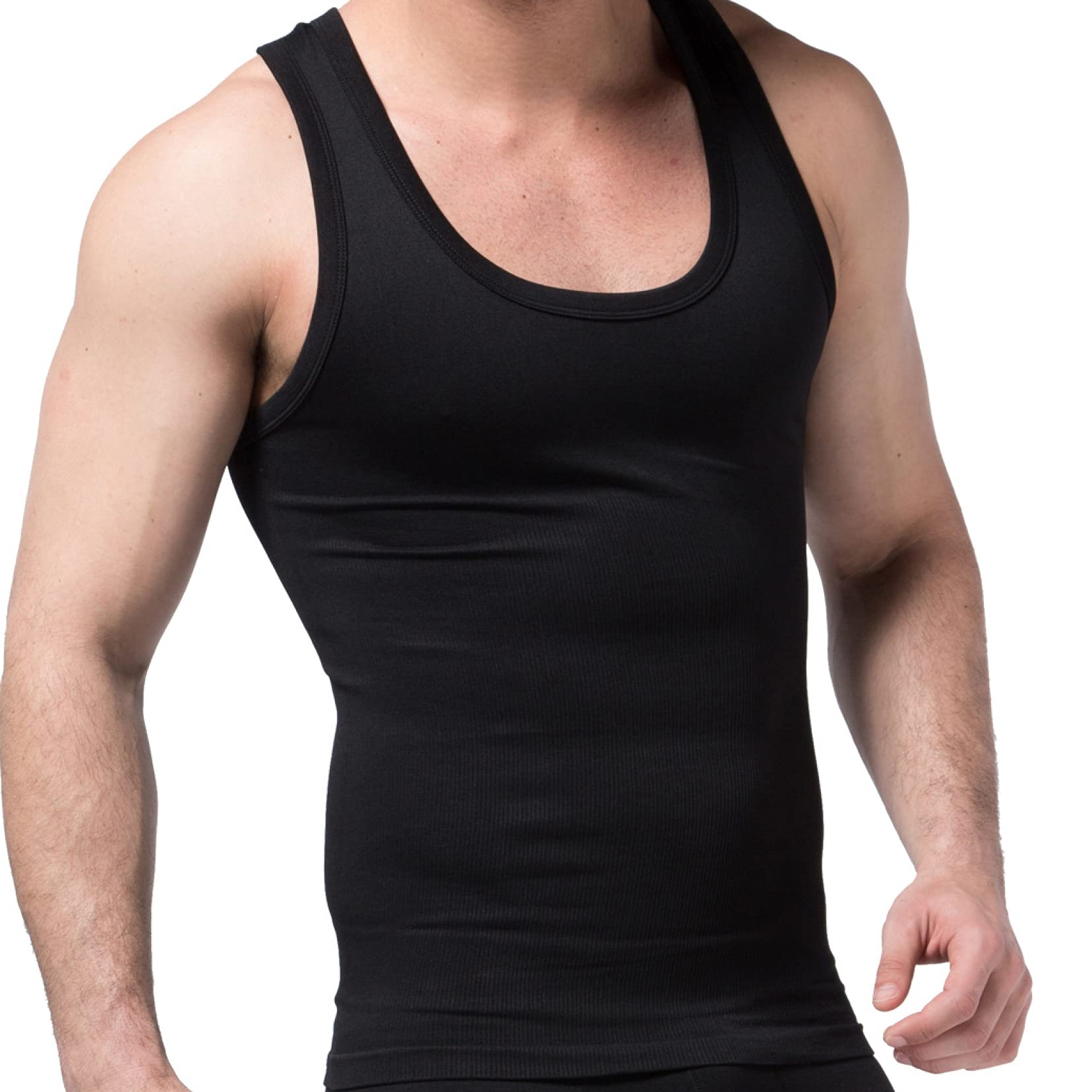 Herren bauchweg-Shape-Weste, Kompressionsshirt – eng anliegende Body-Shaper-Weste mit Rundhalsausschnitt für fitnessstudio und Fitness