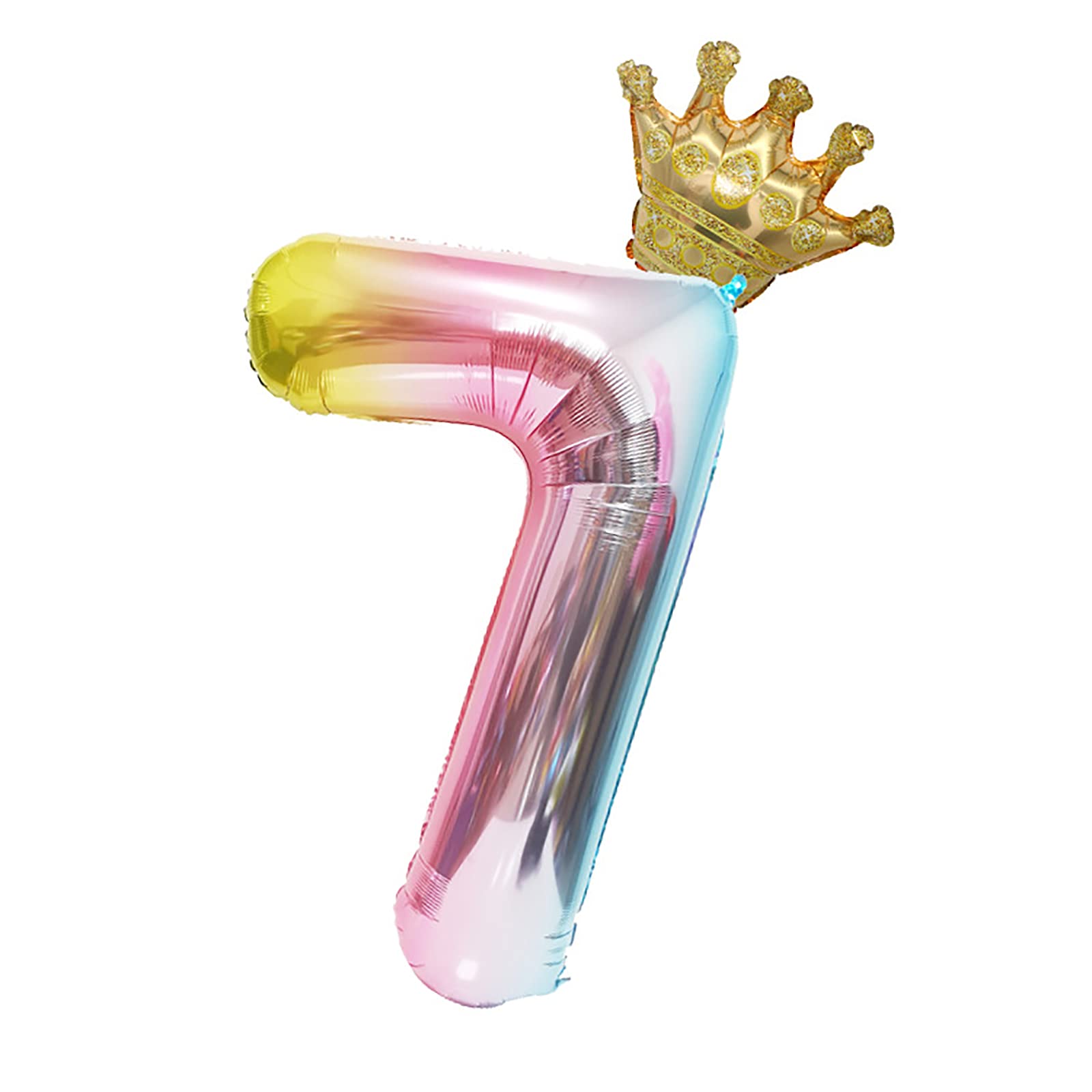 Falliny 40 Inch Rainbow Number 7 Balloons with Detachable Crown Foil Helium Digital Colorful Party Birthday Decorations for Birthday Party,Wedding, Bridal Shower Engagement Photo Shoot, Anniversary