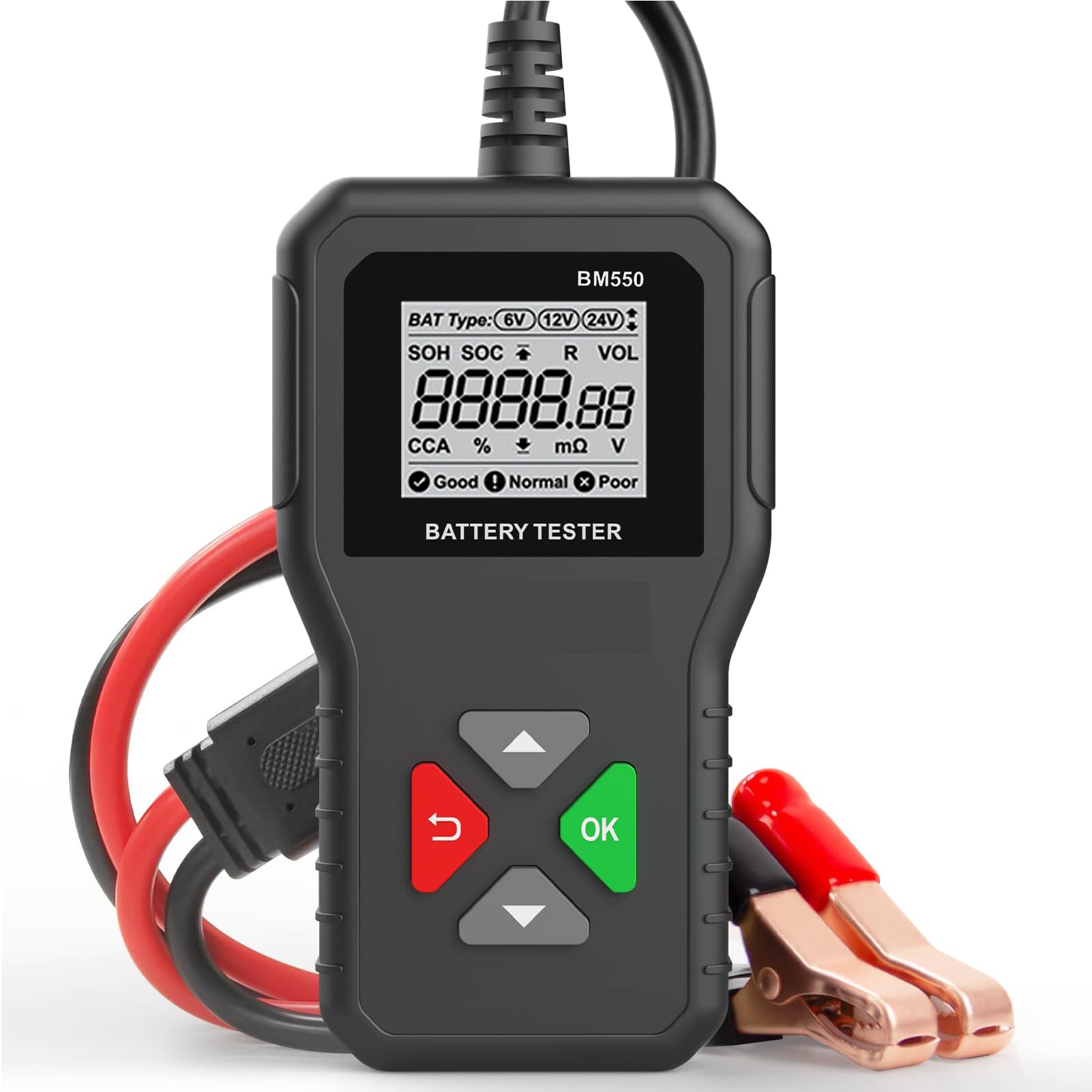 Testeur De Batterie Voiture DEWIN BM550 - 6V/12V/24V, Analyse CCA, SOH, SOC, écran Rétroéclairé