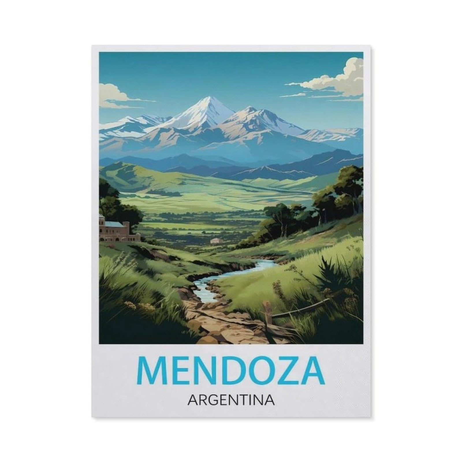 Jigsaw Puzzle 1000 Pieces for Adults，Mendoza Argentina Vintage Travel Poster，Large Puzzle Game Artwork for Adults Teens, Family Decorations, Unique Puzzle Gift（50x70cm）-AU60