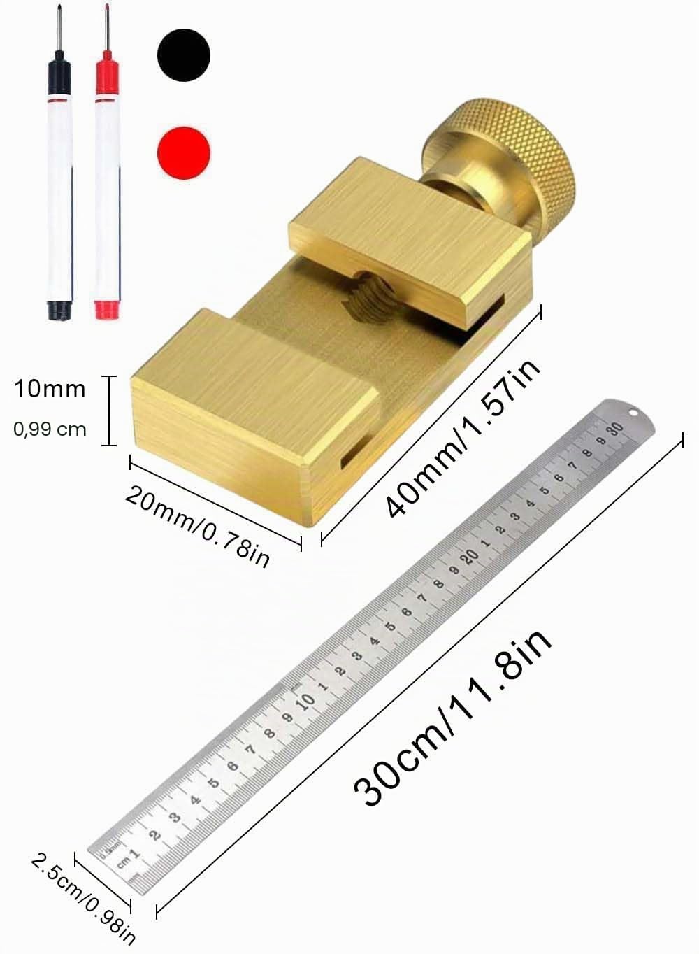 Righello in Acciaio 30cm,Righello di Misurazione Della Lunghezza,Righello in Acciaio Inossidabile,Blocco di Posizionamento Righello Parallelo, Righello ad Angolo Retto per Artigiano,Copritetti