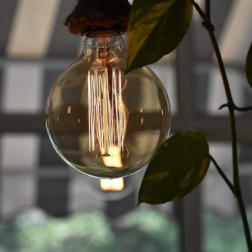 Miniatura 6 de Edison - Bombillas incandescentes de 60 vatios, G25(G80), bombilla grande vintage, paquete de 6 bombillas de globo de 2100 K blanco cálido, base
