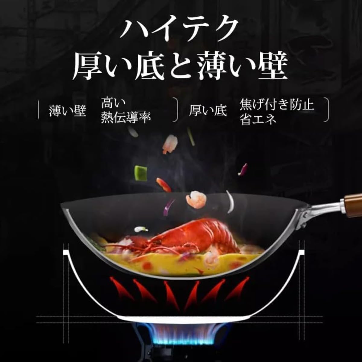 Amazon | 鉄フライパン、22cm無塗装平鉄フライパン、手打ち鍛造家庭用
