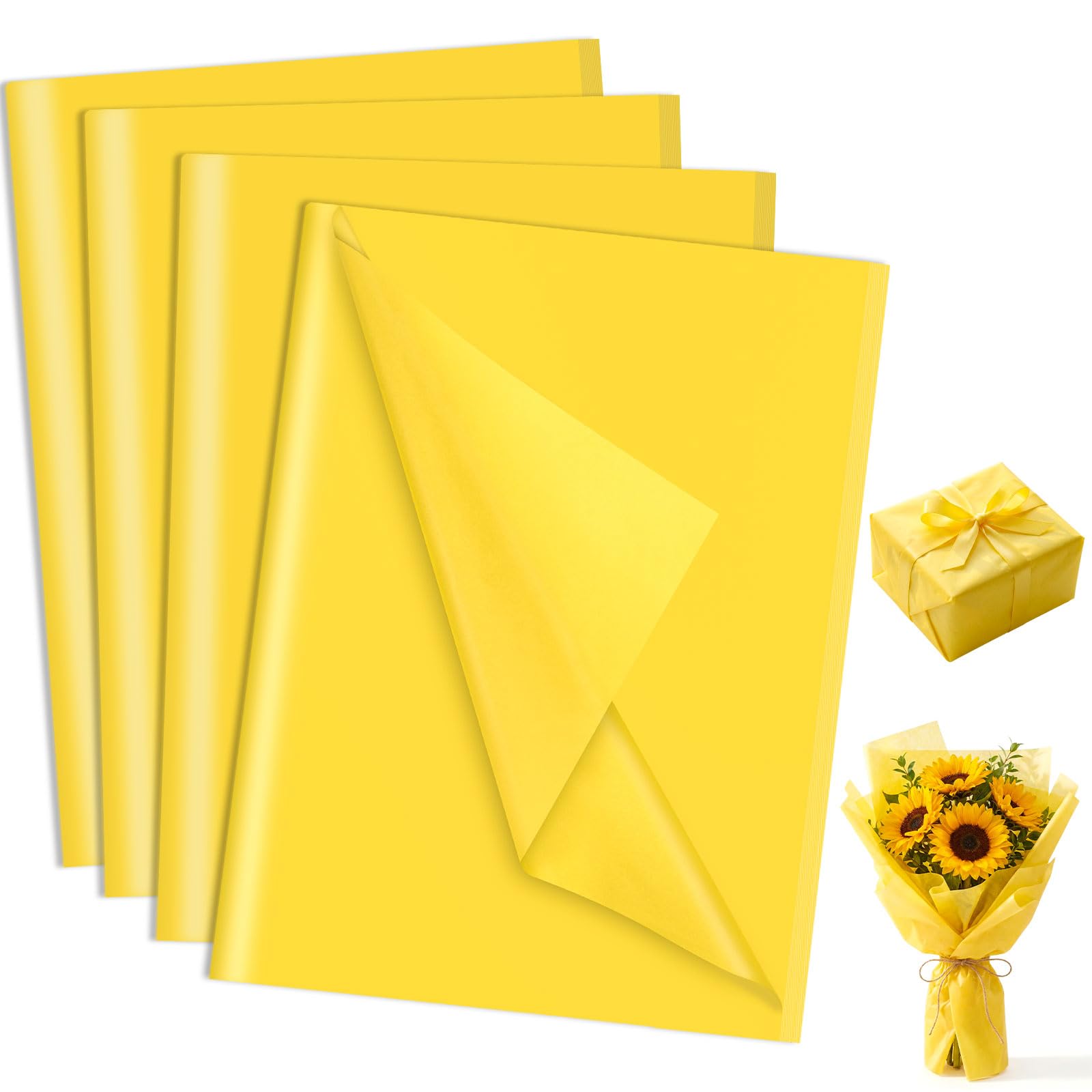 woric 160 Sheets Yellow Tissue Paper for Gift Bags 20 X 14 Inches
