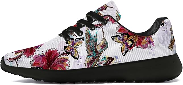 Amazon.com | Hummingbird Tropical Flower Hibiscus Print Shoes for