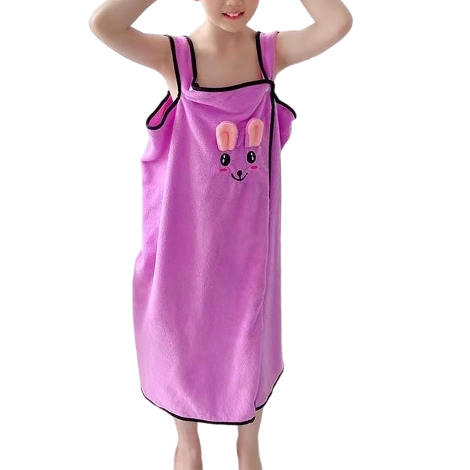ZEPFJHE Kids Wearable Bath Towel with Hairband Soft Polyester Fiber for Bathing and Swimming Absorbent Bath Robe for Kids