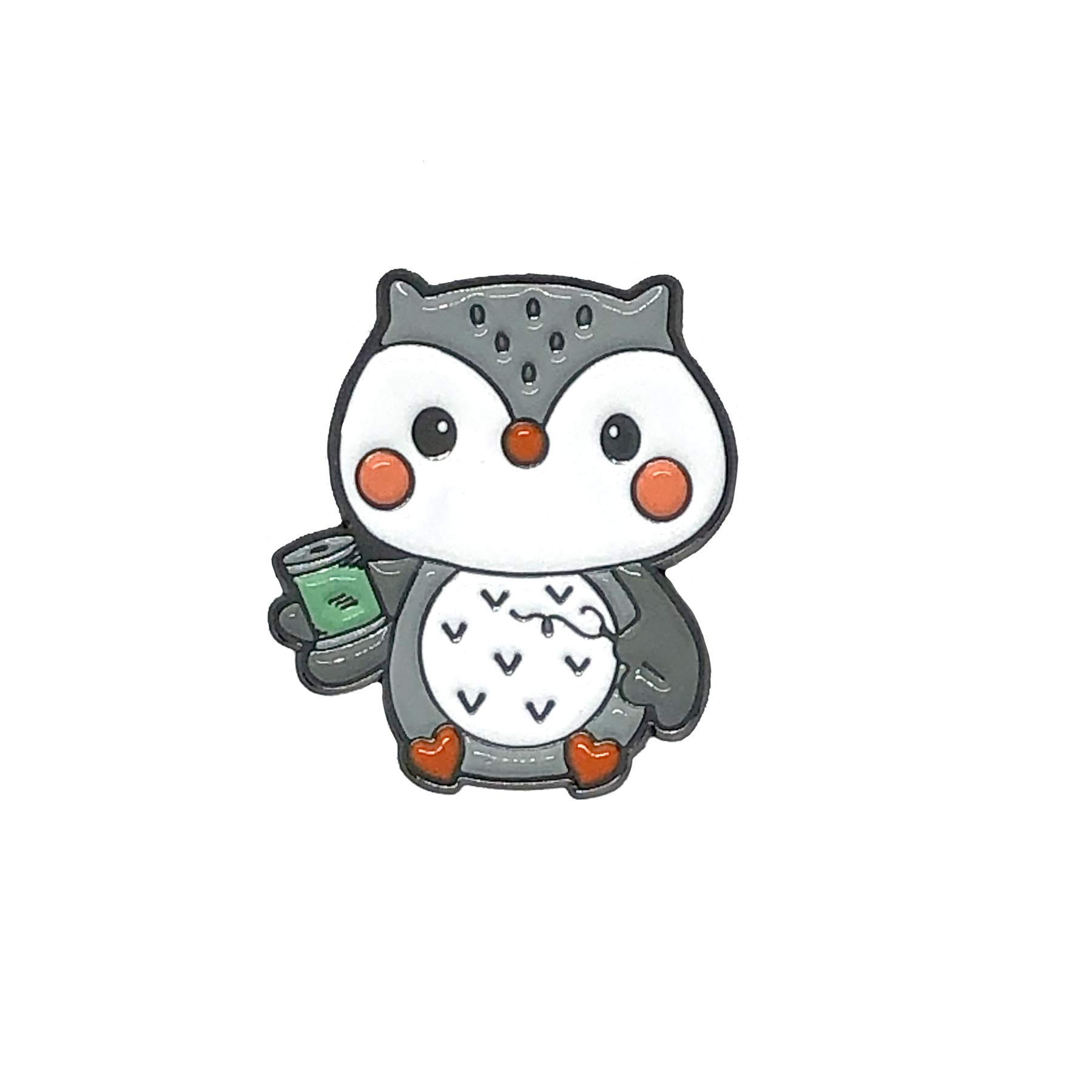 Cute Grey Owl Enamel Needle Minder