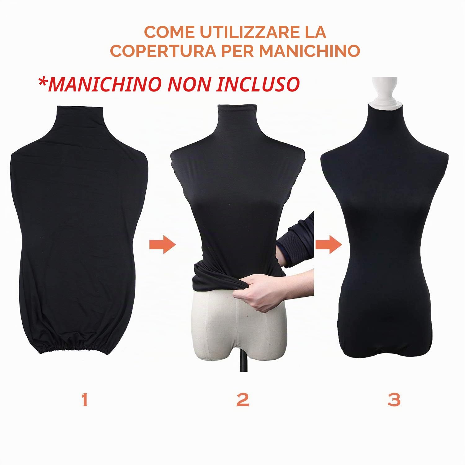 NAVAdeal Superba copertura in tessuto Lycra nera, perfetta per manichino a forma di manichino (manichino non incluso)