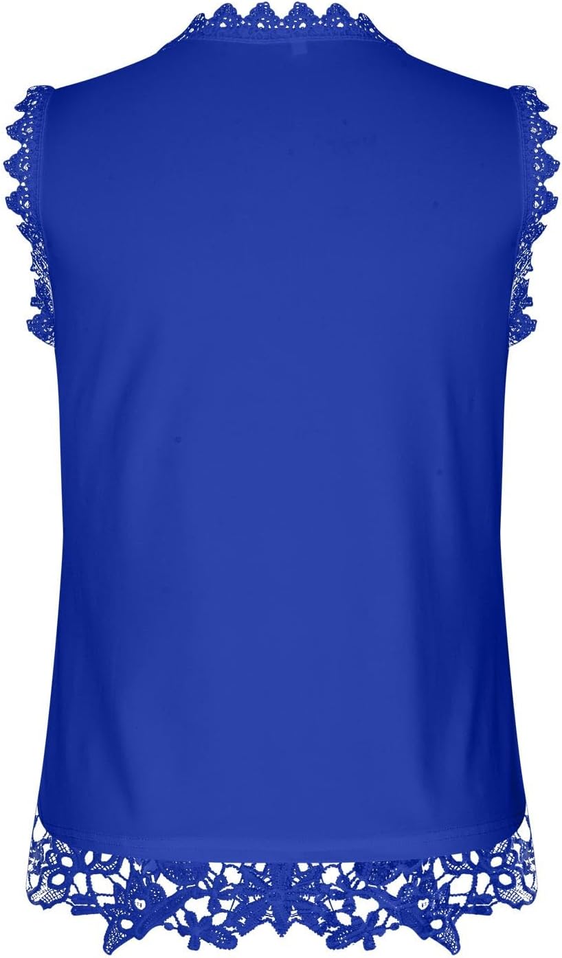 Women Lace Floral Tank Tops Fashion Square Collar Sleeveless Solid Color Hollow Breathable T-Shirt Basic Shirt Top