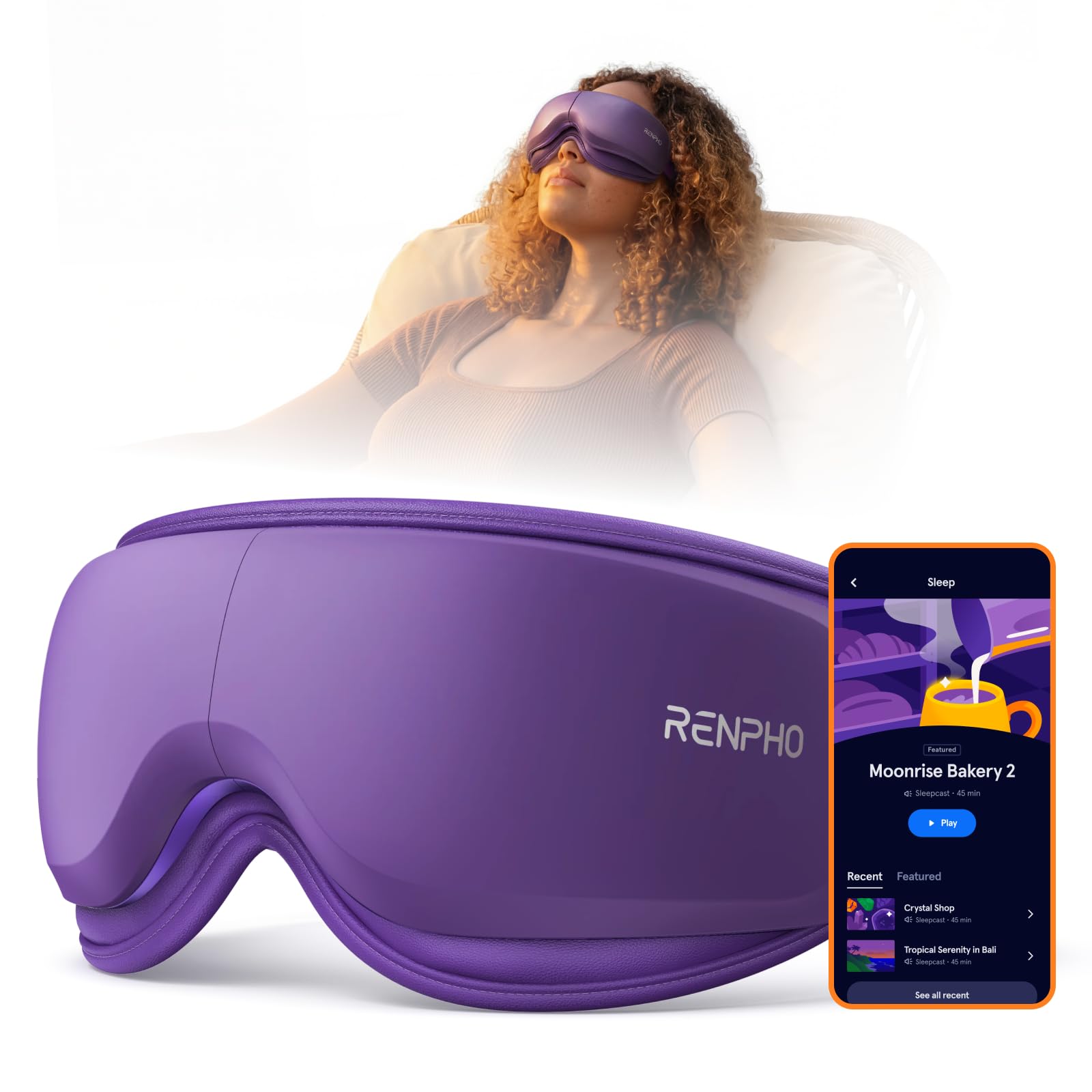 RENPHO Headspace Eye Massager with Heat Birthday Gifts for Women Her Ultra-Quiet Eye Massager with Meditation Music FSA