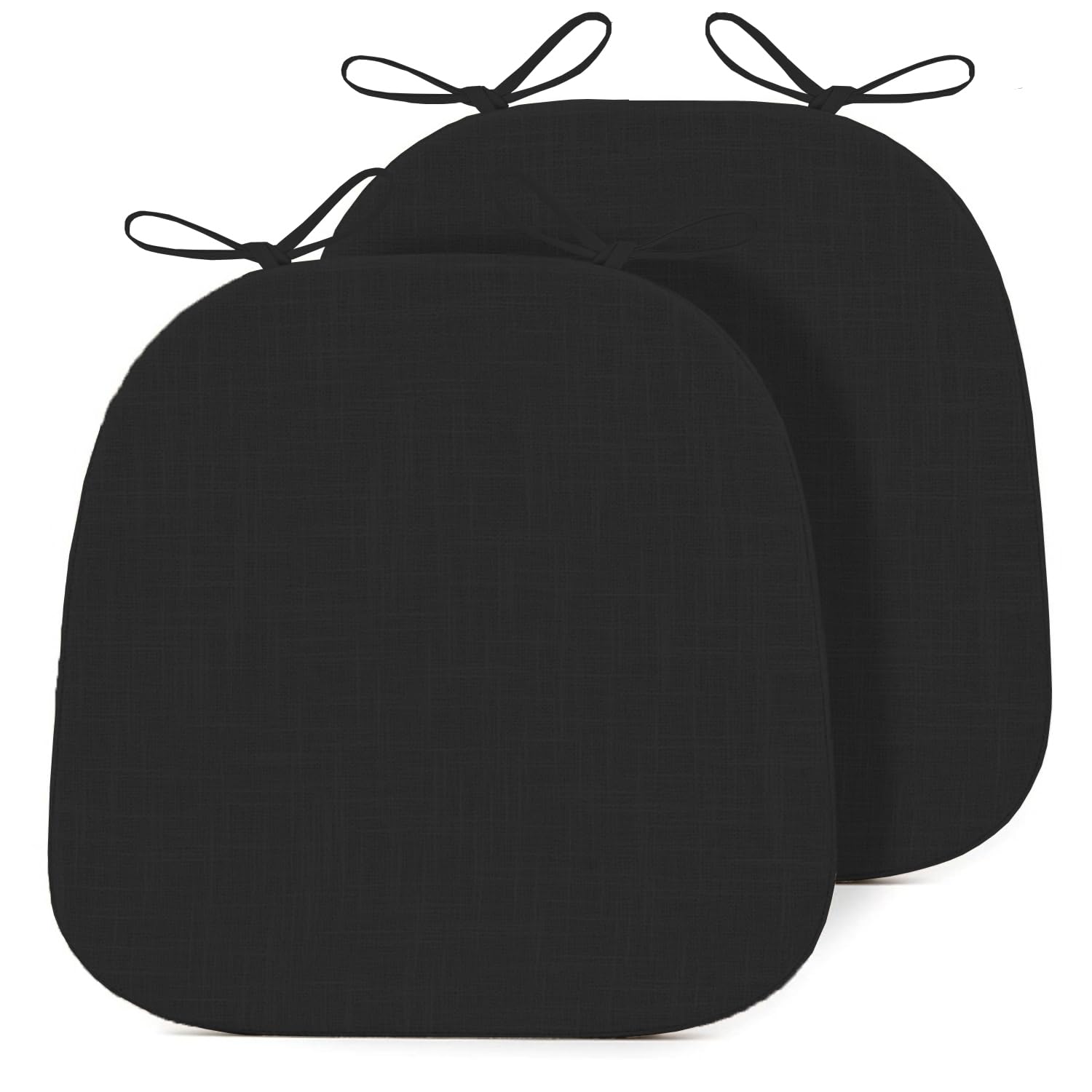 Set di 2 cuscini per sedia a U SD con laccetti, per sala da pranzo e cucina, 4 spessi cuscinetti in schiuma ad alta densità, retro antiscivolo, sfoderabili, colore nero (43 x 40 cm), per uso interno