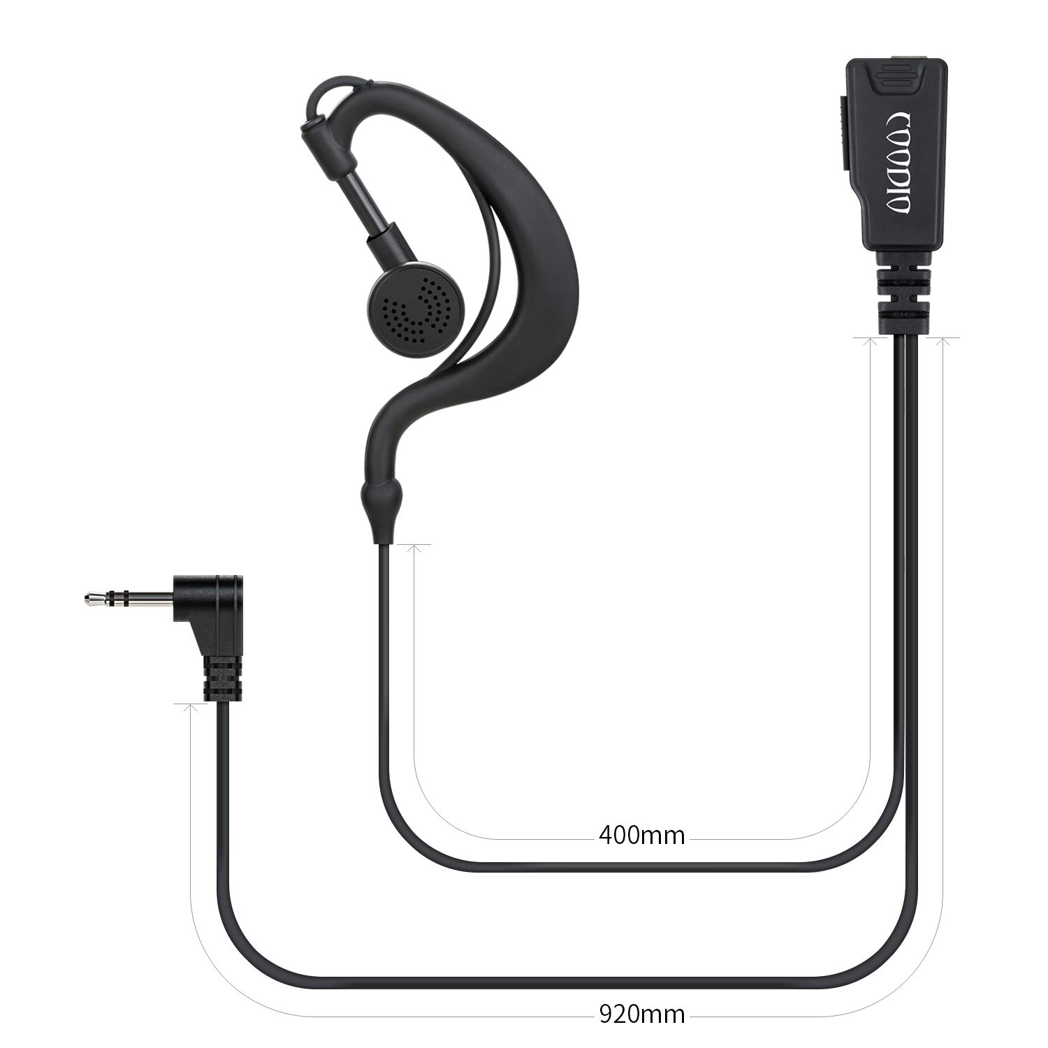 Oreillette COODIO 1-Pin Style G - Lot De 2 - Pour Motorola TLKR T3/T5/T7/T8/T60/T80/etc. - Micro + PTT
